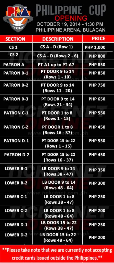 pba ticket price